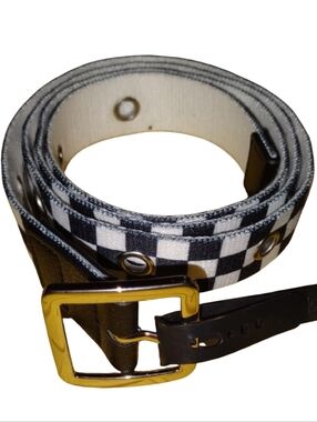 Black & White Checkered Women's 2XL Belt with Silver Buckle NEW